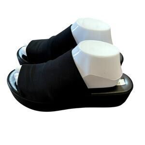 Steve Madden Sandal Womens Size 9 Black Slinky 30 Platform Wedge Open Toe Slide